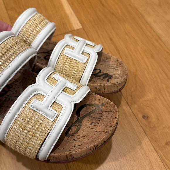 Sam Edelman Rowan Natural Raffia White Sandals, 7.5 - Picture 3 of 6
